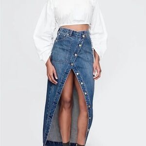 NWOT Gap/Cult Gaia Collab Denim Button-Front asymmetrical Maxi Skirt